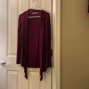 Thin draped purple cardigan sweater S